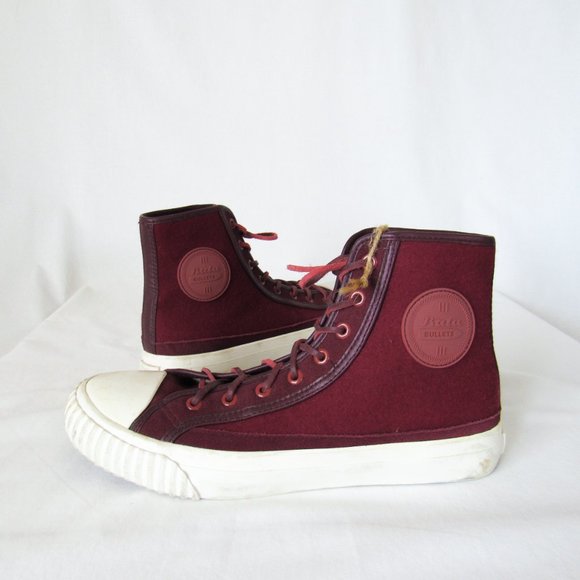 BATA BULLETS Hi Top Wool Leather Sneakers in Maroon Red Size Mens 8, Womens 9 - Picture 16 of 16